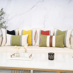 Yangest Patchwork Pillow Cover 12x20 Inch Luxury Cotton and Linen Cushion Cover Rectangle Pillowcover for Couch Bedroom Living Room,Orange