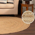 · REDEARTH · Round Area Rug - 10 Feet Braided Natural Jute Rug- Artisan Made Reversible Boho Jute Rugs for Bedroom - Kitchen - Living Room - Farmhouse - Aesthetic Home Decor - Handmade Vintage Decor