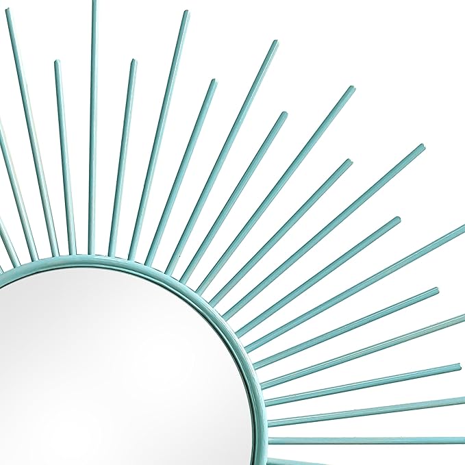 3 Pack Metal Mirrors for Wall Sunburst Wall Mirrors Home Décor Decorative Hanging Wall Art for Living Room Bedroom Entryway (Blue, Sunburst)