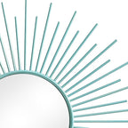 3 Pack Metal Mirrors for Wall Sunburst Wall Mirrors Home Décor Decorative Hanging Wall Art for Living Room Bedroom Entryway (Blue, Sunburst)
