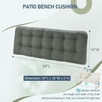 downluxe Outdoor Bench Cushion for Patio Furniture, Waterproof Tufted Overstuffed Porch Swing Cushions, Thick Outdoor Loveseat Cushions, 59" x 18" x 5", Dark Grey, Set of 1