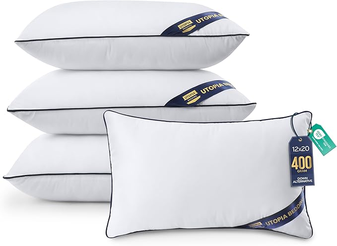 Utopia Bedding Throw Pillow Inserts (Pack of 4, White), 12 x 20 Inches Decorative Indoor Pillows for Sofa, Bed, Couch, Cushion Sham Stuffer