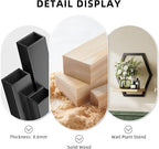 Modern Black Hexagon Wall Planters with Solid Wood Shelves Set of 3 Geometric Floating Wall Decor for Indoor Plants, Stylish Wall Mounted Display for Succulents & Small Plants