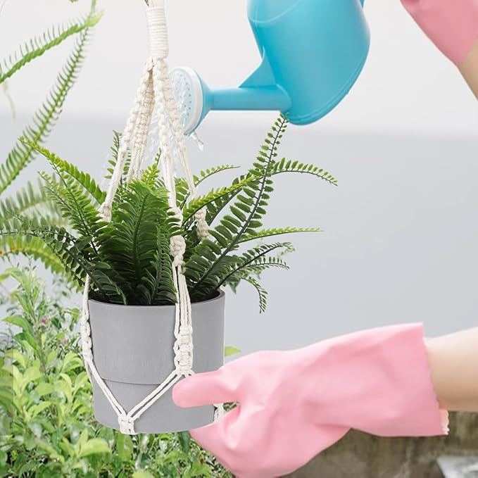 2 Pack Macrame Plant Hanger Boho Hanging Planters for Indoor Plants Decorative Braided Cotton Rope Plant Hanger Hanging Plant Holder with Metal Hook for Indoor Outdoor Home Decor, Ivory, 20 In
