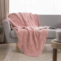 Simple&Opulence 100% Cotton Throw Blanket for Bed, Couch, Boho Textured Geometric Knit Woven Blanket with Tassels Soft, Lightweight Breathable Shabby Chic Farmhouse Decoration for All-Season(Pink)