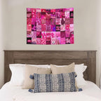 Ochori Neon Pink Aesthetic Collage Tapestry 29x37 In Aesthetic Wall Hanging Decorative Tapestries Cute Preppy Banner For Teen Girl Bedroom College Dorm Home Living Room Party Decor