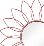 3 Pack Metal Mirrors for Wall Sunburst Wall Mirrors Home Décor Decorative Hanging Wall Art for Living Room Bedroom Entryway (Pink, Flowers)