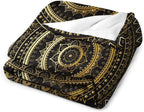 Black Gold Mandala Throw Blanket Boho Indian Hippie Vintage Abstract Bohemian Flower Blanket for Sofa Bed Couch Chair Or Dorm 30"x40"