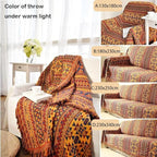Boho Throw Blanket Couch Chair Cover, 100% Cotton Southwestern Aztec Home Decor Throw - Reversible All Season Blanket for Bed Sofa Tapestry Outdoor Travel Camping. 91″×134″