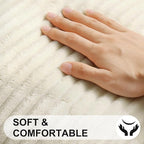 Simmore Decorative Spring Throw Pillow Covers 20x20 Set of 2, Soft Natural Plush Flannel Double-Sided Fluffy Couch Pillow Covers for Sofa Living Room, Beige