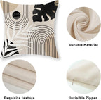 Boho Black Pillow Covers 18x18 Inch Set of 2 Black BeigeTropical Leaf Decor Mid Century Throw Pillows Outdoor Bohemian Modern Decorative Pillowcase Farmhouse Linen Cushion Case for Couch Sofa