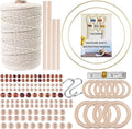 152pcs Macrame Kit for Beginners: Natural Cotton Macrame Cord, Wooden & Metal Rings, Beads, Sticks & Hoops - Perfect for Macrame Plant Hangers & Home Decor