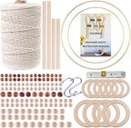 152pcs Macrame Kit for Beginners: Natural Cotton Macrame Cord, Wooden & Metal Rings, Beads, Sticks & Hoops - Perfect for Macrame Plant Hangers & Home Decor