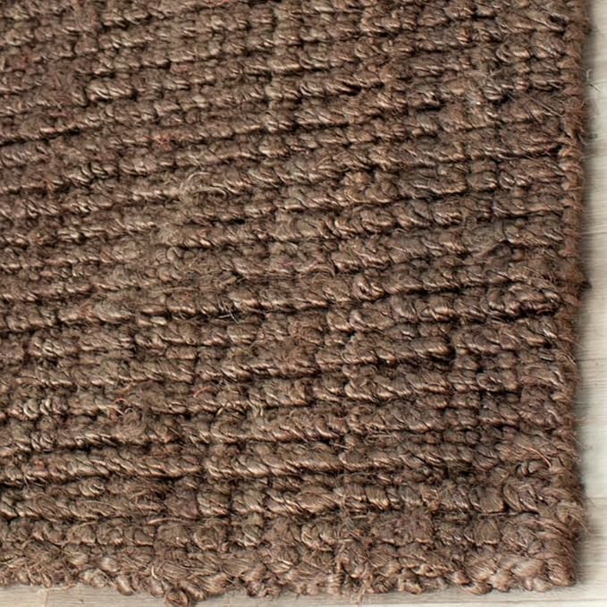 SAFAVIEH Natural Fiber Collection Area Rug - 2'6" x 4', Brown, Handmade Jute, Farmhouse Style, Chunky Textured Thick Pile (NF447D)