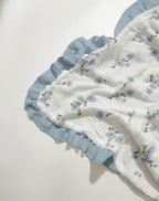 Muslin Ruffled Baby Blanket, Extra Large 52 x 52 Inches, Soft Breathable Cotton Crib Blanket for Newborn Infant Toddler (Blue Meadow-Ruffled, Printed)