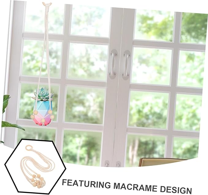 BESPORTBLE Macrame Hanging Planter Basket for Indoor Plants Handwoven Boho Plant Hanger Versatile Wall and Ceiling Decor for Home Office and Balcony Garden