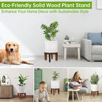 2 Pack Wood Plant Stand Indoor Holders for Plants, Sturdy Flower Pot Stands Plants Shelf, Wooden Stool for Patio Plant Stand, Fit 5-18 Inch Variety Flower Pots, Easily Assemble