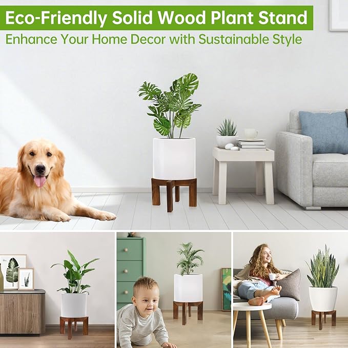 4 Pack Wood Plant Stand Indoor Holders for Plants, Sturdy Flower Pot Stands Plants Shelf, Wooden Stool for Patio Plant Stand, Fit 5-18 Inch Variety Flower Pots, Easily Assemble