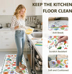 Flower Rugs for Kitchen Floor, 2PCS Anti Fatigue Mats for Kitchen Floor Rubber Non Slip, Washable Cushioned Carpet Rug for Sink Laundry Gifts for Christmas 15.7"×27.5" +15.7"×47" 3.5mm Colorful