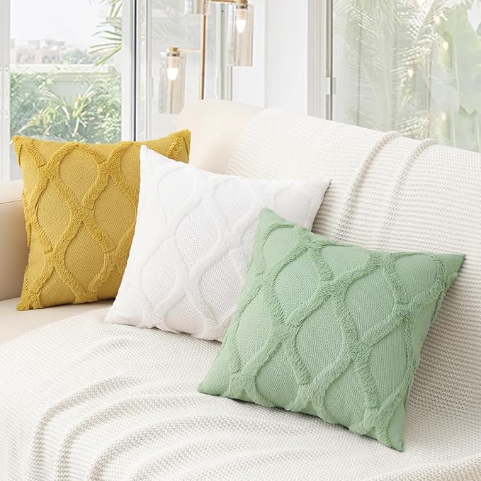 decorUhome Spring Euro Sham Throw Pillow Covers 26x26 Inch Set of 2, Soft Plush Faux Fur Wool Grass Green Accent Couch Pillow Covers for Modern Farmhouse Bed Sofa Living Room