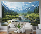 EMMTEEY Landscape Tapestry Home Decor Wall Art Big 80X60 Inch-Forest Mountains Water Scenery Durable Wall Tapestry