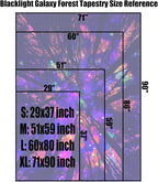 Blacklight Galaxy Forest Silhouette Tapestry for Bedroom Night Sky Ceiling Tapestry for Bedroom Decor Dark Forest Stars Tapestries Glow in the Dark Starry Night Tapestries UV Reactive Dorm Decor 51x59