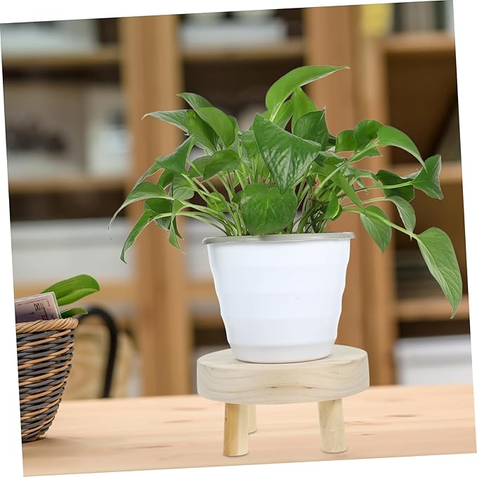 Boho Style Decor Plant Stand Outdoor Indoor Flowerpot Bracket Wooden Plant Riser Bonsai Shelf