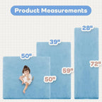 1.3" Thick Baby Floor Play Mat 50x50, Basic Padded Foam Mat for Tummy Time Crawling, Non Slip Cushioned for Babies Toddlers Infants Kids (Ice Blue)