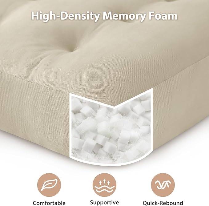 Meditation Floor Pillow Set of 4, Square Large Pillows Seating for Adults, Meditation Cushion Pillow,Tufted Corduroy Cushion for Tatami Living Room or Yoga, Beige, 22x22 Inch