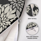 Black Cream Grey Gray Pillow Covers 22X22 Inch Set of 2, Modern Dahlia Floral Print Decorative Throw Pillow Covers Outdoor Farmhouse Cushion Case for Home Couch Sofa Bed Decoration