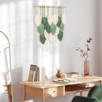 Weldomcor Macrame Wall Hanging, Boho Leaves Macrame Tapestry Wall Decor Handmade Green Woven Hanging Decor Chic Bohemian Wall Art Home Decoration for Bedroom Living Room Nursery Office 23.6"W x 29.5"L