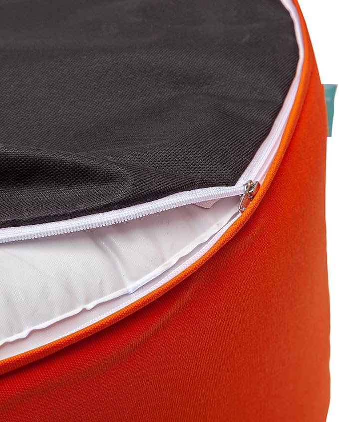 QILLOWAY Indoor/Outdoor Inflatable Stool,Round Ottoman,All Weather Foot Rest for Camping or Home,Orange