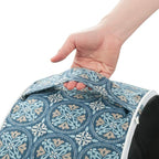Magpie Fabrics Indoor/Outdoor Inflatable Stool Ottoman Pouf, Water Repellent Round Footrest Footstool with Foot Pump D20 xH9, Portable for Patio Garden Travel Camping or Home, Morgan Medal Blue