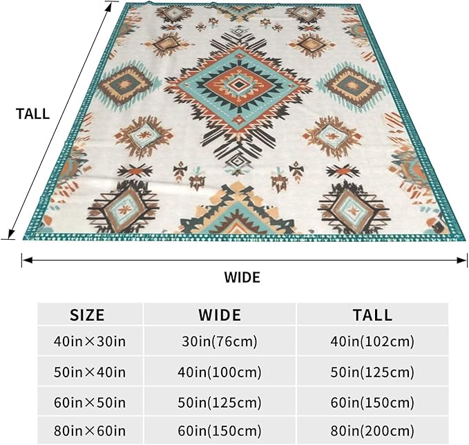 Boho Throw Blanket Soft Flannel Blanket 60"x50" in Bed Blanket Home Decor for Room Sofa Couch All Season