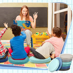 Juexica 8 Pcs Extra Thick Flexible Seating Floor Cushions Assorted Colored Floor Pillow Classroom Seat Cushions Soft Classroom Seating for Kids Learning Daycare School Chair(Blue Series)