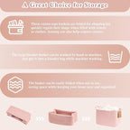 Goodpick Woven Storage Basket for Shelves, Small Baskets for Organizing, Rectangle Baby Nursery basket, Towel Baskets for Bathroom, Living Room, 13 x 10 x 9 Inches, Light Pink