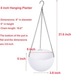 Hanging Basket Plastic Flower Pot Round Resin Garden Hanging Planter for Indoor Outdoor Plants 2 Pack White