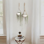 Hajia 2 Pack Waterdrop Shaped Hanging Planter, Beige Metal Plant Hanger with Non-Detachable Pots, Boho Hanging Plant Holder for Wall and Ceiling Decor.(No Plants or Drainage Holes)