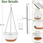 Hanging Planters for Outdoor Indoor Plants, 2 Pack 10 Inch Hanging Basket Plants Outdoor, Self Watering Hanging Planter with Plant Hanger for Garden Home Decoration (White, 10 inch)