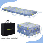 MeMoreCool Foldable Floor Mattress for Kids, Glow Space Trifold Mat, Kids Folding Mattress Portable Futon, 57x22 Inch Blue
