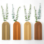 4 Pack Boho Wood Hanging Planters - Indoor Wall Decor Plant Holders for Modern Farmhouse Living Room Bedroom Rainbow Decor (Mixed Colors)