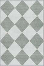 Beeiva Checkered Print Indoor Door Mats for Entryway, 2x3 Washable Bathroom Rug Non Slip Soft Small Rug for Bedroom Ultra Thin, Moroccan Trellis Carpet for Laundry Kicthen Decor (Green/White)