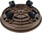2Pcs Plant Caddy,Planter Pot Mover, Plant Pot Pallet Dolly Caster with Universal Wheels, Round Movable Planter Dolly Trolley Tray Pallet Outdoor Indoor Tree Flower Stand Planter (11.8 inch+2pcs+brown)