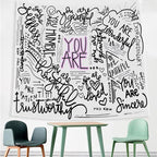 Boqin Quote You Are Tapestry Inspirational Wall Art Wall Hanging Positive Saying Classroom Tapestries for Teen Girl Bedroom Dorm - 50x60 Inches - White
