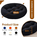 4Pcs Floor Pillows for Adults, 22x22x6 Inch Meditation Cushions, Large Round Sitting Cushion Living Room Memory Foam Pillow for Sitting (4, Black, 22x22x6 Inch)