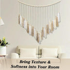Luxbrand Macrame Wall Hanging Cream and Beige, Boho Bedroom décor, Large Tassel Bohemian Wall Décor for Living Room Girls Room Dorm Room Nursery Decoration Christmas Gift, 41" W x 32" H