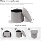 B FSOBEIIALEO Storage Ottoman Cube, Heart Shaped Ottomans with Storage Foot Stool Footrest for Lving Room, Boucle Ottoman Seat for Dorm Room,Faux Teddy Fur, Grey 15"x15"x15"