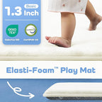 1.3" Thick Baby Play Mat for Floor, 79x79 Playpen Mat, Pro Soft Flannel Foam Mats Toddler Infant Kids Crawling for Nursery Rug Playroom Living Room Waterproof Easy Care Non-Slip (Ivory)