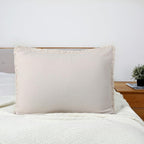 YINFUNG Quilted Pillow Sham Natural Beige Linen King Set of 2 Muslin Cotton Farmhouse Neutral Oatmeal Tassel Fringe Pillowcases Matelasse Boho Decorative Textured Gauze Light Brown 20×36