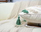 Decorative Farmhouse Throw Pillow Covers 16 x 16,Modern Neutral Couch Pillow Cover,Cotton Checked Pattern Boho Square Pillow Case Cover for Couch Bed Sofa Bedroom,Green&Beige&White